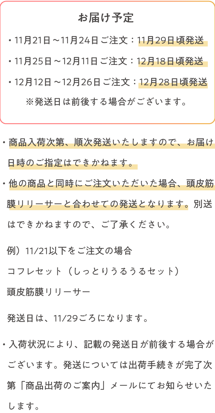 お届け予定について