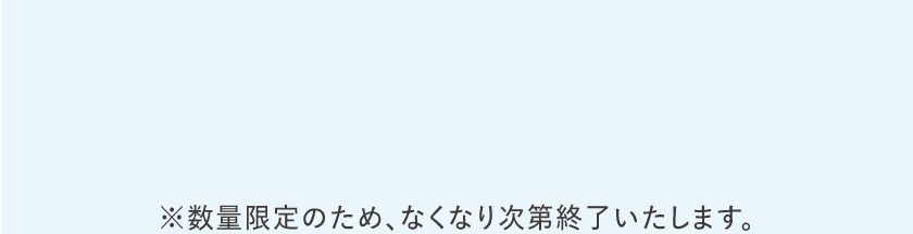 ※数量限定のため、なくなり次第終了いたします。