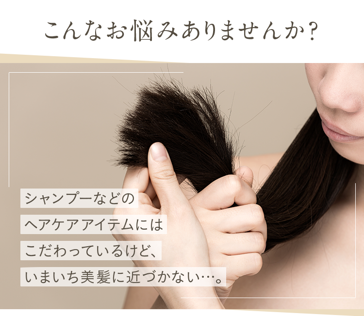 こんなお悩みありませんか？シャンプーなどのヘアケアアイテムにはこだわっているけど、いまいち美髪に近づかない…。